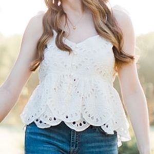 J.Crew Tie-Shoulder Ivory Eyelet Top